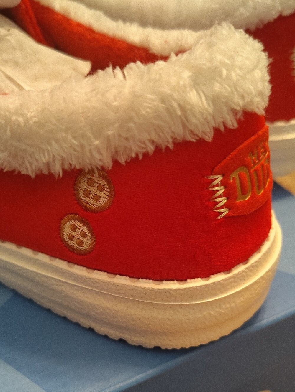 Hey Dude Red Slip-On Pom Cozy Lined Shoes-Mrs Claus - Picture 6 of 8